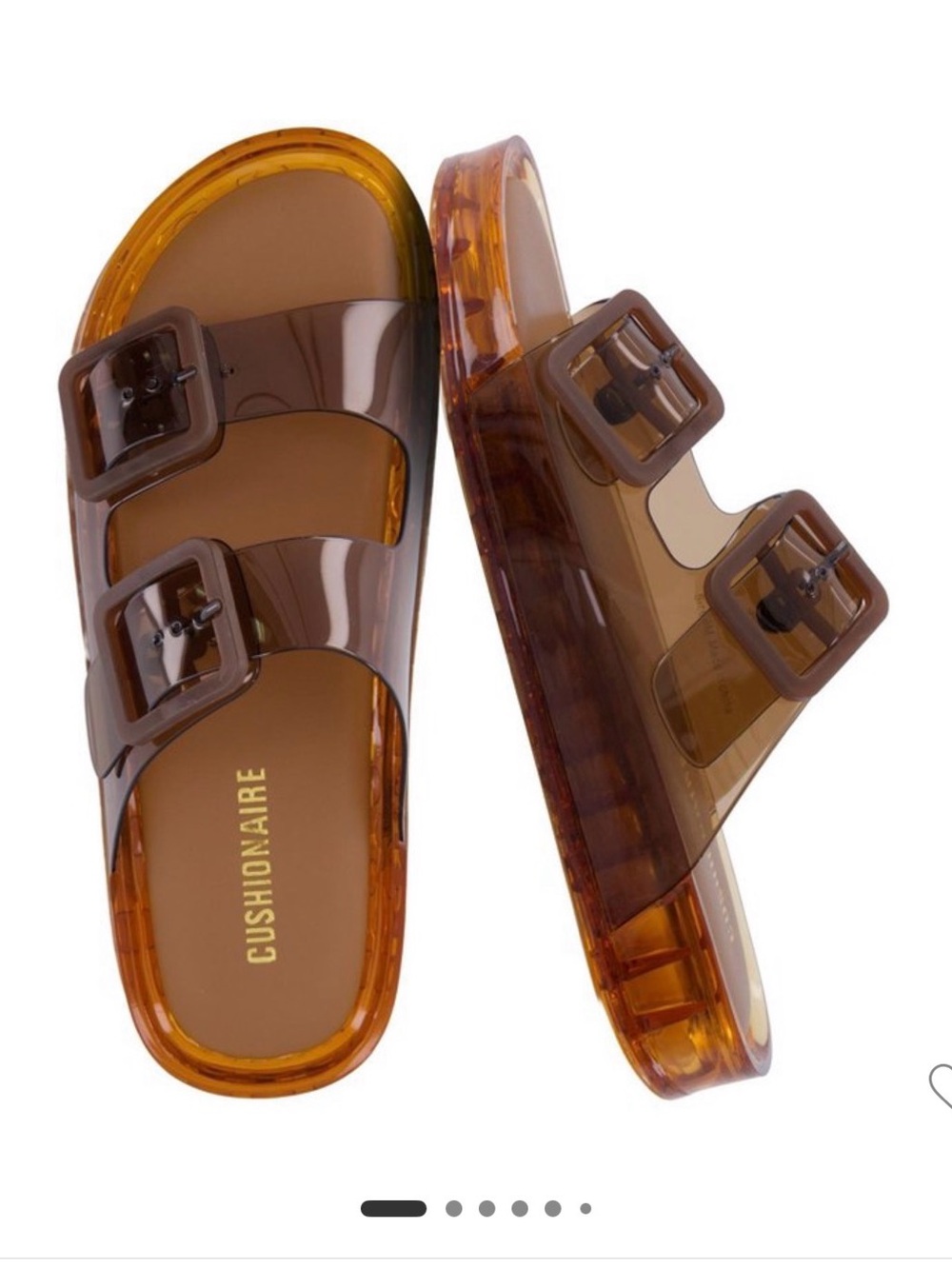 Brown Clear-Buckle Jelly Pool Slide Sandals